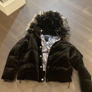 Jocelyn Black Faux Fur Hooded Women’s Jacket